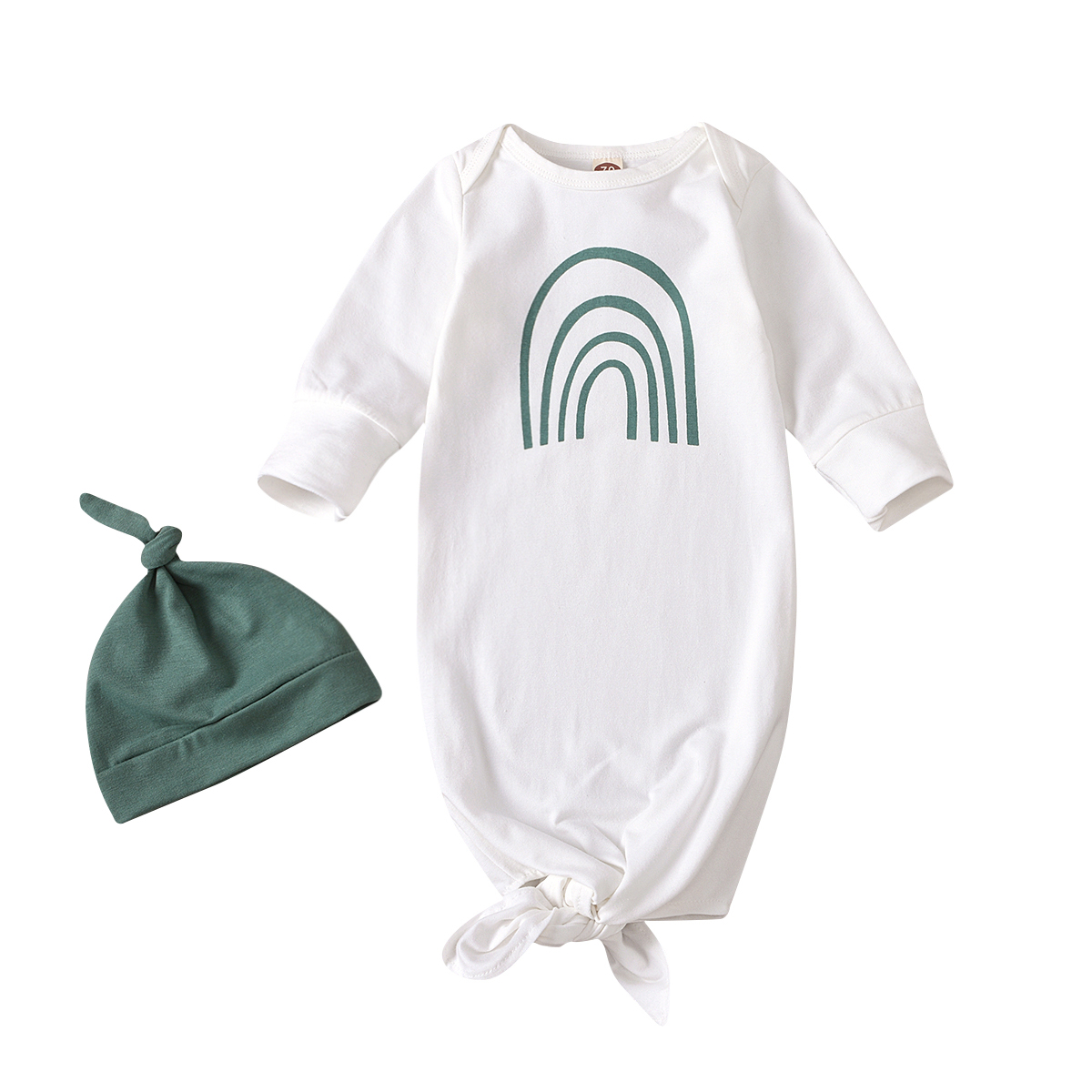 ZIYIXIN Newborn Baby Girls Knotted Sleeper Gowns Rainbow Long Sleeve