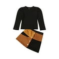 thumbnail image 1 of ZIYIXIN Toddler Baby Girls Clothes Long Sleeve Knit Pullover Solid Sweater Tops Patchwork A-Line Skirts Sets Black 6-7 Years, 1 of 7