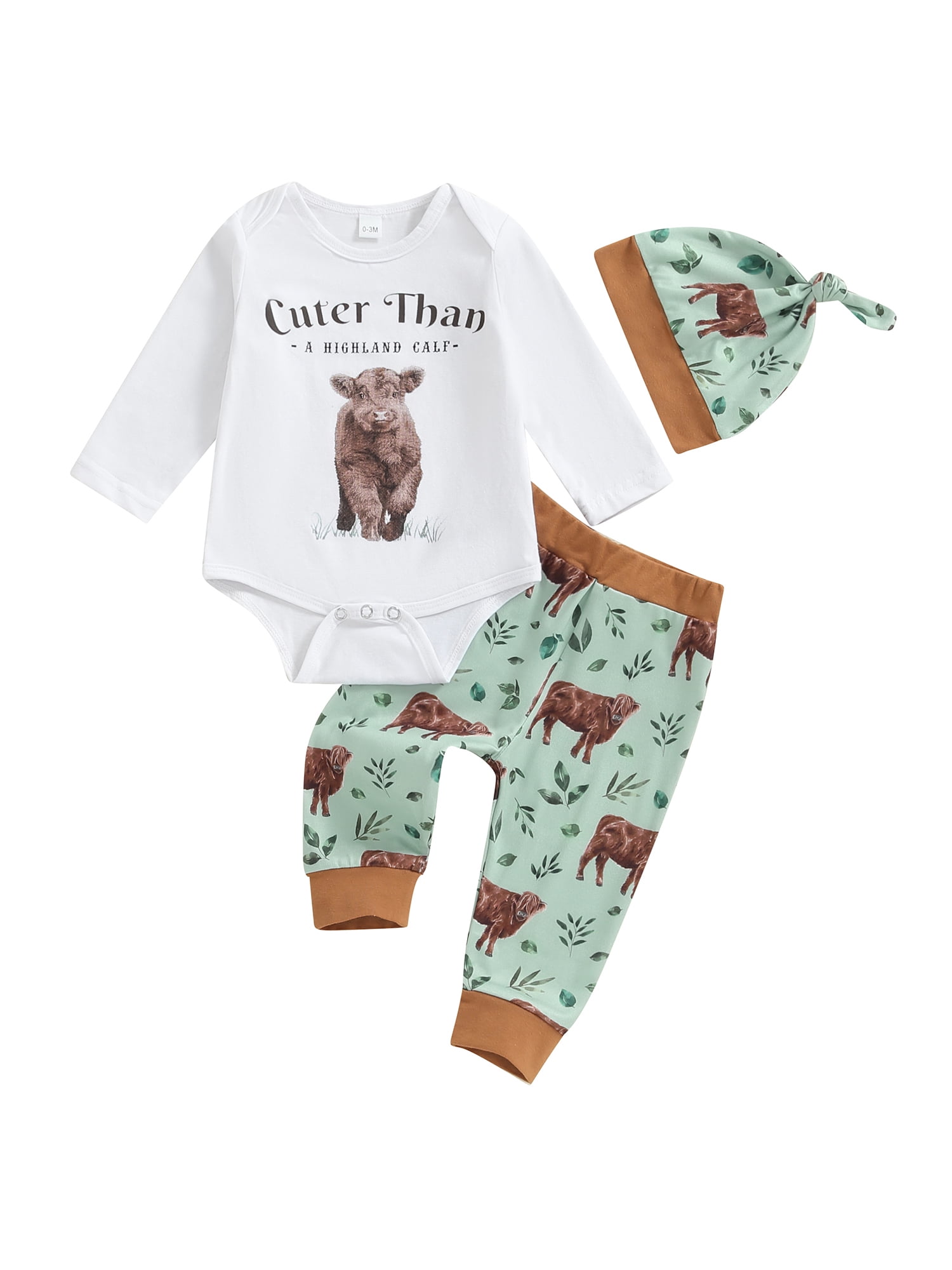 ZIYIXIN Western Newborn Baby Boys Cowboy Outfits Cow Print Letter
