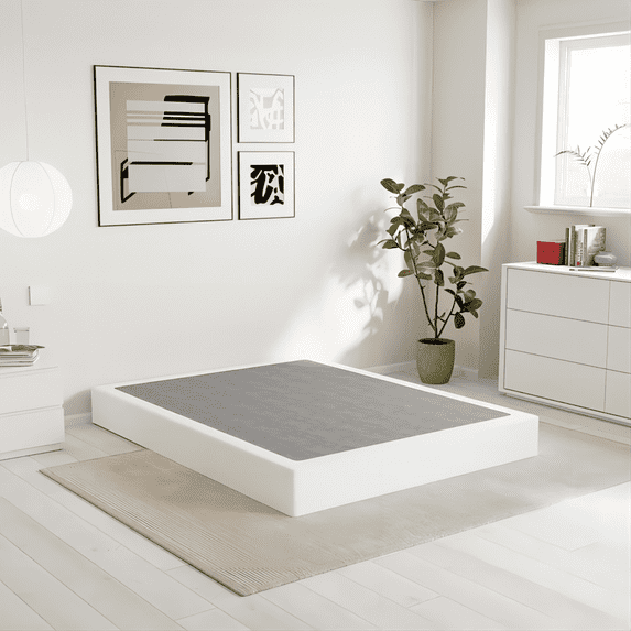 ZIYOO 4 inch Metal Box Spring, Sturdy Mattress Foundation, Easy Assembly, Fabric Cover Included, Queen Size