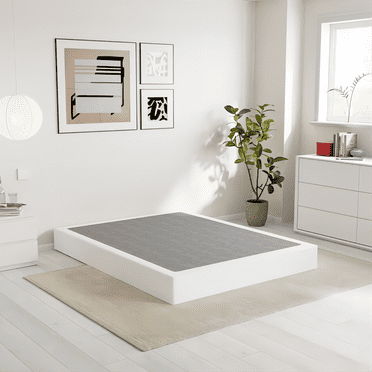 ZIYOO 4 inch Metal Box Spring, Sturdy Mattress Foundation, Easy Assembly, Fabric Cover Included, Queen Size