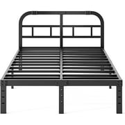 ZIYOO King Size Bed Frame with Headboard  Heavy Duty Steel Slats with 3000 Pounds Support for Mattress  No Box Spring Needed  Easy Assembly  Noise Free\u2014Black