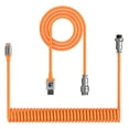 thumbnail image 1 of ZIYOU LANG C01 Coiled USB-c Double Sleeved Spring Cable Metal Aviator for Keyboard/Printer-Orange, 1 of 9