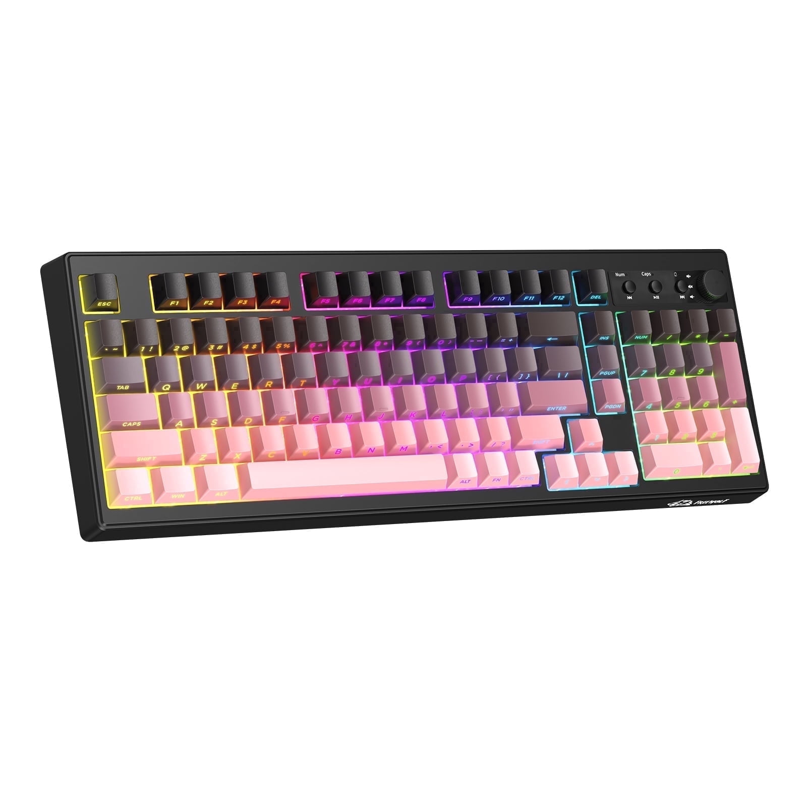 ZIYOU LANG K100 90% Wireless Gaming Keyboard, Tri-Mode Bluetooth/2.4GHz/USB-C, RGB Backlit, Number Pad, for PC/Mac, Pink Creamy