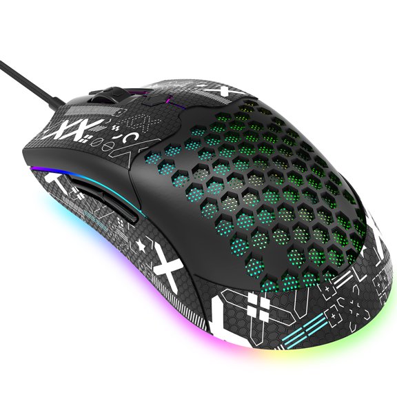 ZIYOU LANG M5 Honeycomb Ambidextrous Ergonomic Design Optical Wired Gaming Mouse, Black