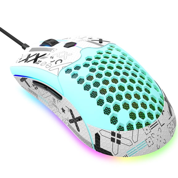 ZIYOU LANG M5 RGB Lightweight Wired Gaming Mouse with 12000 DPI 6 Programmed Buttons,65G Honeycomb Shell,Pixart 3325(Green)