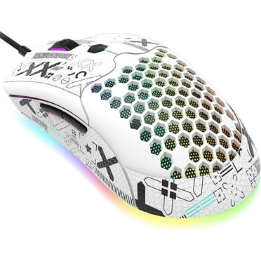 ZIYOU LANG M5 RGB Lightweight Wired Gaming Mouse with 12000 DPI 6 Programmed Buttons,65G Honeycomb Shell,Pixart 3325(White)