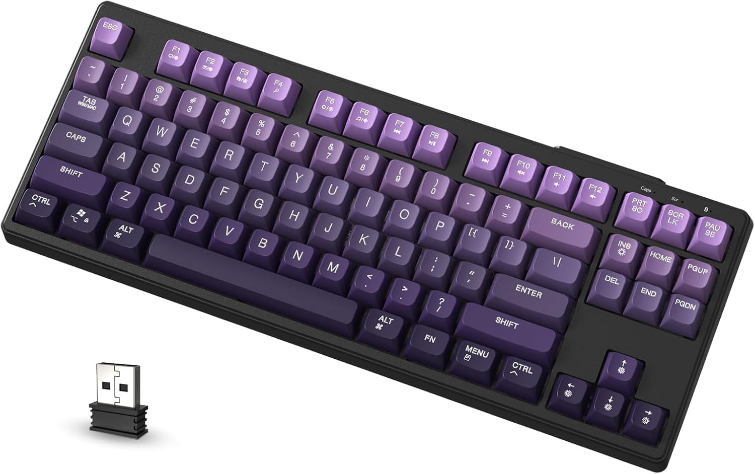 ATTACK SHARK M87 80% Wireless Gaming Keyboard,87 Keys TKL Mechanical Feeling SA PBT Keyboard, Bluetooth 5.0/2.4Ghz Dual Mode Pc Gaming Keyboards for Silent Office/Gaming(Purple)