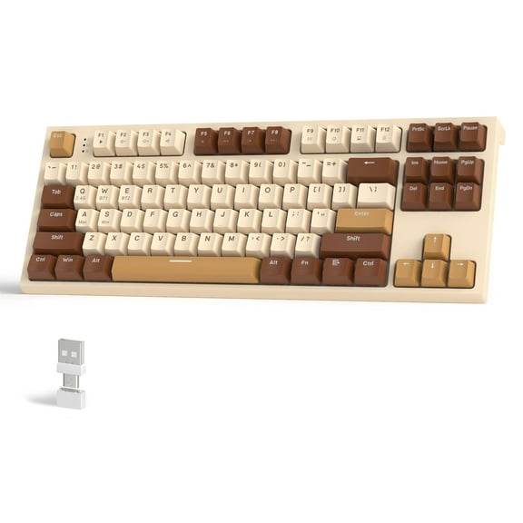 ZIYOU LANG M88 Wireless Mechanical Gaming Keyboard, TKL 87 Keys Creamy Keyboard Dual Mode BT/2.4Ghz 2-in-1 Receiver, Hot-swap Gaming Keyboard with Red Switches PBT Keycaps for Laptop/Win/Mac/Xbox