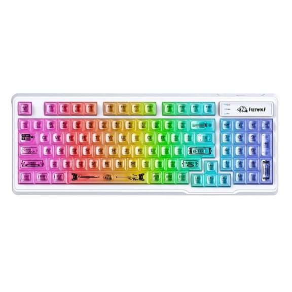 ZIYOU LANG M95 Transparent Membrane Wired Keyboard with Clear Keycap & Rainbow RGB Backlit, White