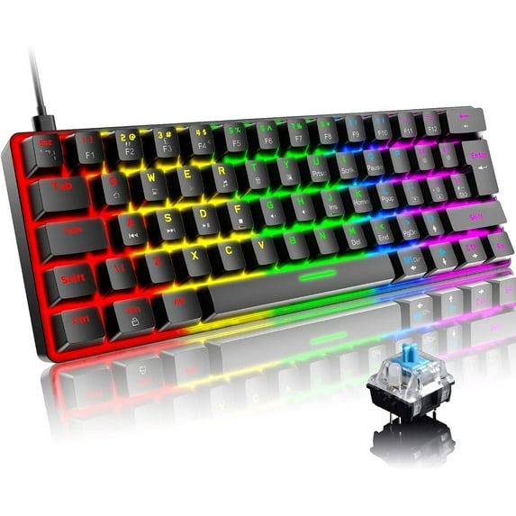 ZIYOULANG Backlit Wired Mechanical Gaming Keyboard, Black
