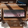 thumbnail image 1 of ZIYOULANG K100 99 Keys Gaming Membrane Wireless Keyboard with Media Knob,Tri-Mode BT/2.4GHz/USB-C,Side Printed Keys RGB Backlit Retro Cute Creamy Silent Computer Keyboard for MAC PC, 1 of 9
