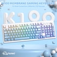 thumbnail image 1 of ZIYOULANG K100 99 Keys Gaming Membrane Wireless Keyboard with Media Knob,Tri-Mode BT/2.4GHz/USB-C,Side Printed Keys RGB Backlit Retro Cute Creamy Silent Computer Keyboard for MAC PC, 1 of 9