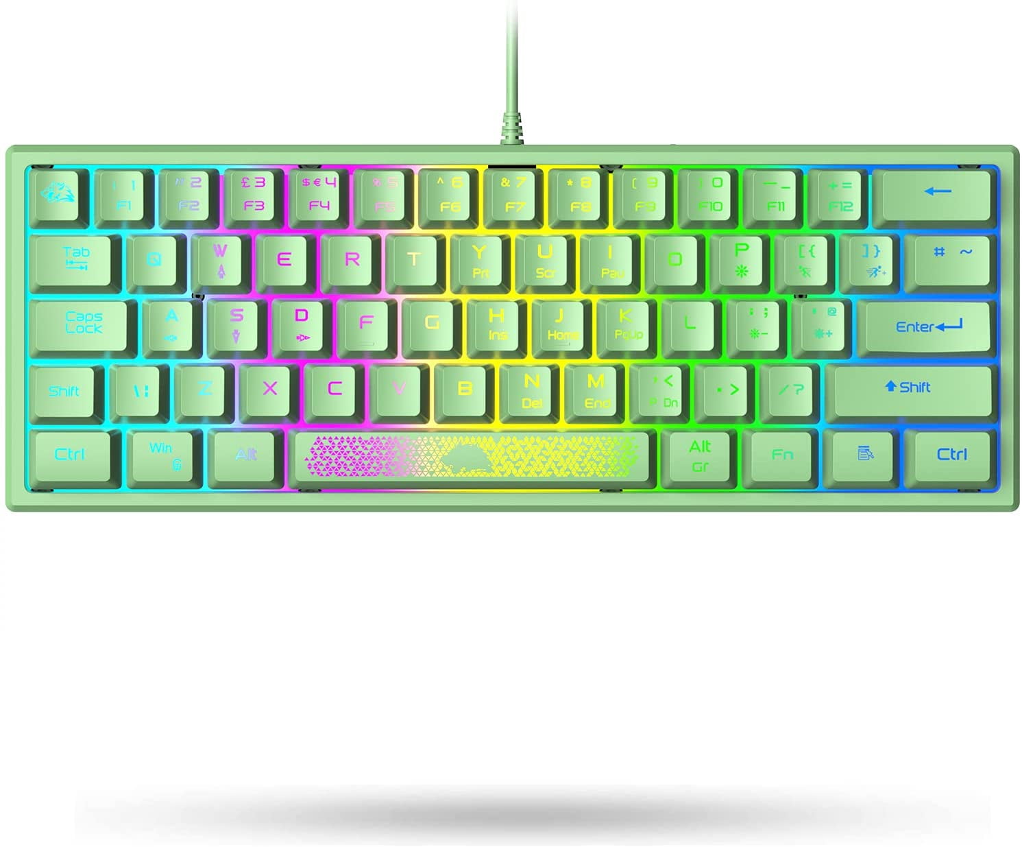 UK Layout 60% Percent Mechanical Gaming Keyboard RGB Backlight USB C for  PC, PS4