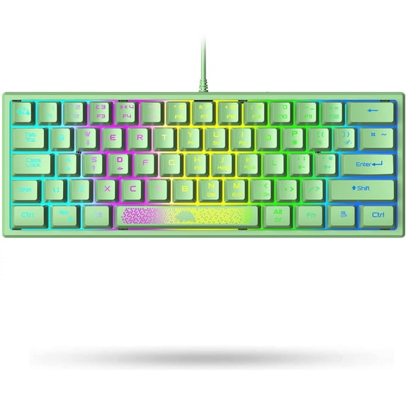 ZIYOULANG K61 60% Gaming Keyboard, Compact RGB Chroma Backlit Wired Mechanical Feel Membrane Keyboard, Waterproof, for PS4 XBOX PC Laptop Mac
