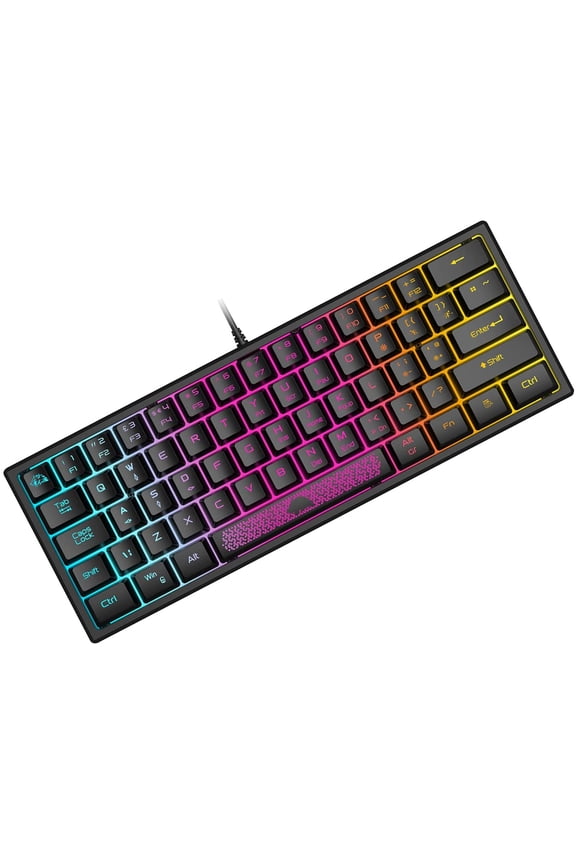 K61 Layout 60% RGB Chroma Backlit Mini Compact Wired Gaming Keyboard
