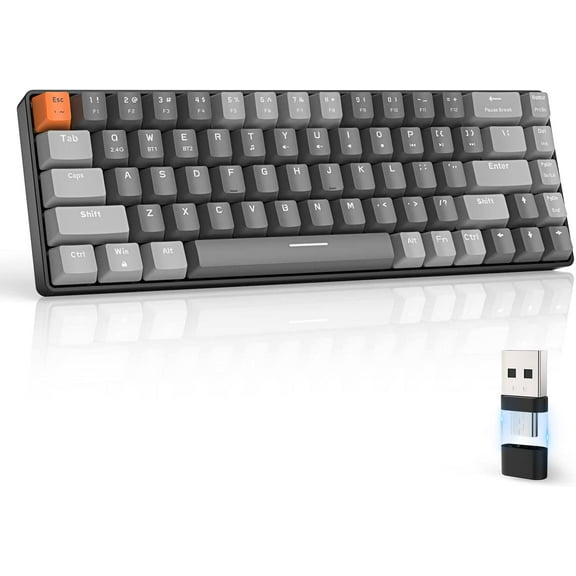 ZIYOULANG K68 60% Wireless Mechanical Keyboard, Bluetooth 5.0/2.4GHz, Ergonomic, Blue Switch