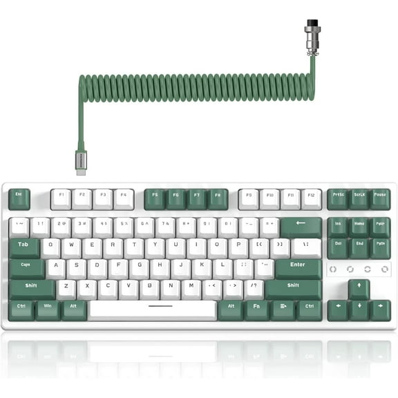 ZIYOULANG K87 Mechanical Keyboard, TKL 87 Keys Wireless 2.4GHz/Bluetooth 5.1/Wired Custom Coiled USB C Cable RGB Gaming Keyboard, Hot-Swappable Yellow Switch for PC PS5 PS4 Xbox one Mac Cherry MX