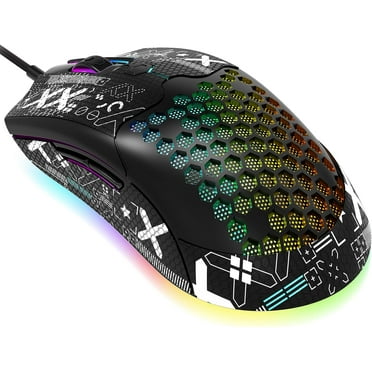 ZIYOULANG M5 Pro Ultralight Wired Gaming Mouse, Lightweight Honeycomb Shell, Pixart PAW3325, 6 Adjustable DPI 12000, 26 RGB Breathing Backlit Mice, 65g, USB Optical Model O Mice for Win11/Xbox/PS/Mac