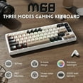 thumbnail image 1 of ZIYOULANG M68 65% Wireless Gaming Keyboard, QWERTY Layout, BT/2.4G/Wired Silent Membrane Keyboard, Rainbow Backlit 67 Keys PBT Keycaps, 2000mAh Portable for Gamer/Office-Creamy, 1 of 9