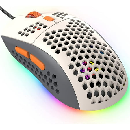ZIYOULANG M8 Ultralight Wired Gaming Mouse, Lightweight Honeycomb Shell, 6 RGB Breathing Backlit Mice, 6 Adjustable DPI 6400, USB Optical Model Aerox Mice for Win10/XP/Xbox/PS4/PS5/Mac/HP/Acer