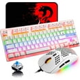 thumbnail image 1 of ZIYOULANG Mechanical Keyboard 60% Compact 62 Keys Wired USB-C Rainbow Backlight Effects Gaming Keyboard, 6400 DPI RGB Backlit Gaming Mice For PC,Laptop,MAC (White/Blue Switch), 1 of 9
