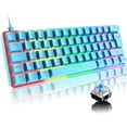 thumbnail image 1 of ZIYOULANG T60 Wired Gaming Keyboard 60% Mechanical Keyboard Mini Portable 61 Keys Multi Color RGB Illuminated LED Backlit Waterproof for PC/Mac PS4 Xbox Gamer, Typist, Travel- Blue/Blue Switch, 1 of 7