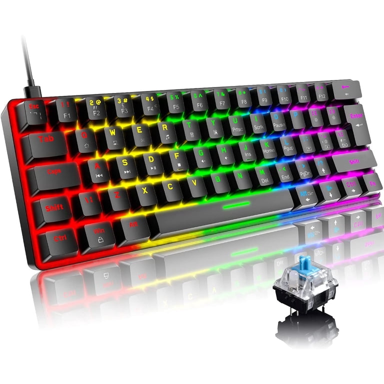 ZIYOULANG T60 Wired Gaming Keyboard, 60% Mechanical, 61 Keys, RGB