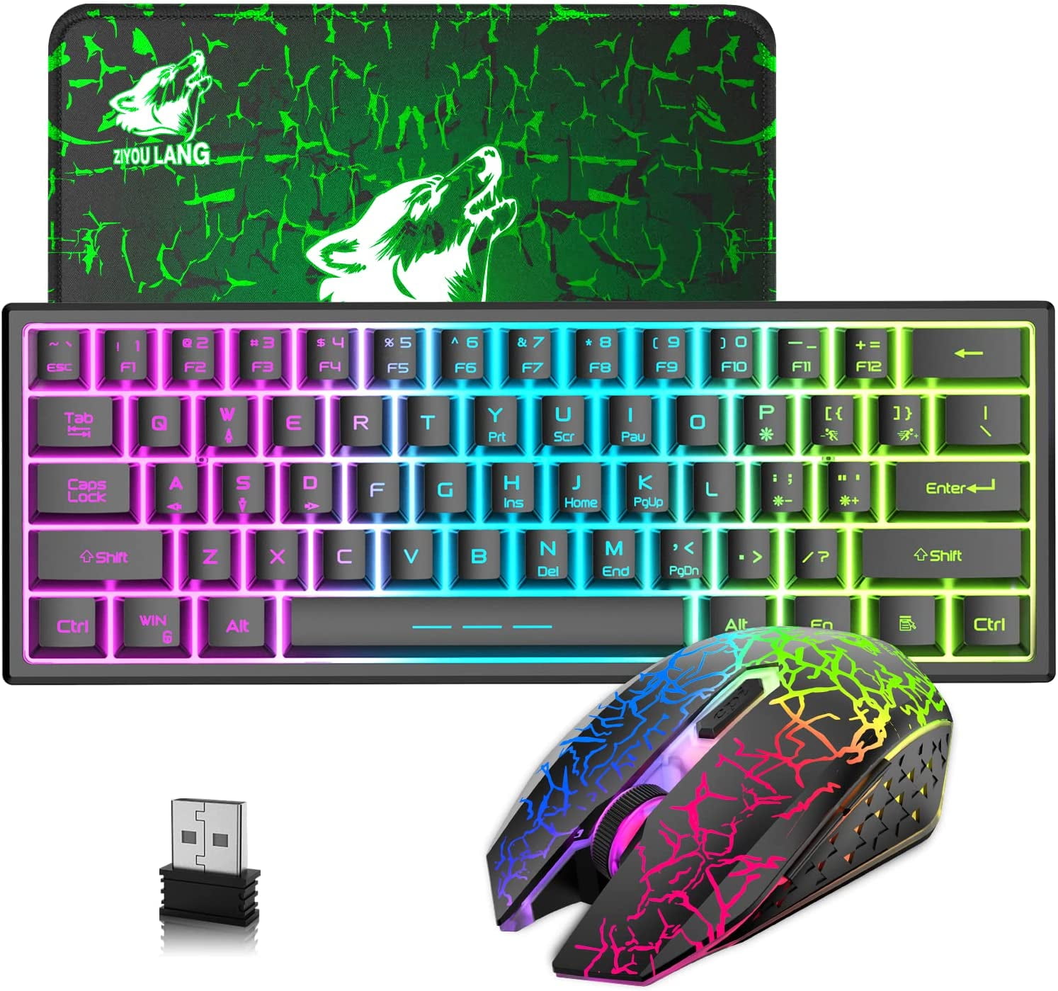 ZIYOULANG T61 Wireless Gaming Keyboard and Mouse Combo with