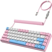 ZIYOULANG T8 60% Gaming Keyboard, 68 Keys Compact Mini Wired Mechanical Keyboard with 18 Chroma RGB Backlit, Blue Switch, USB C Coiled Keyboard Cable for PC Laptop Mac PS4 XBOX -Pink Mixed