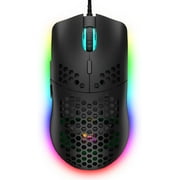ZIYOULANG Ultralight Wired Gaming Mouse, Lightweight Honeycomb Shell, 4 RGB Breathing Backlit Mice, 6 Adjustable DPI 6400, USB Optical Computer Mice for Gamer / Office