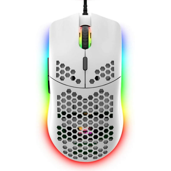 ZIYOULANG Ultralight Wired Gaming Mouse, Lightweight Honeycomb Shell, 4 RGB Breathing Backlit Mice, 6 Adjustable DPI 6400, USB Optical Computer Mice for Gamer / Office