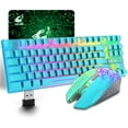 thumbnail image 1 of ZIYOULANG Wireless Gaming Keyboard and Mouse Combo with 87 Key Rainbow LED Backlight Rechargeable 3800mAh Battery Mechanical Feel Ergonomic Waterproof RGB Mute Mice for Computer PC Mac PS4 Gamer-Blue, 1 of 7