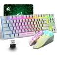 thumbnail image 1 of ZIYOULANG Wireless Gaming Keyboard and Mouse Combo with 87 Key Rainbow LED Backlight Rechargeable 3800mAh Battery Mechanical Feel Ergonomic Waterproof RGB Mute Mice for Computer PC Mac PS4 Gamer-White, 1 of 8