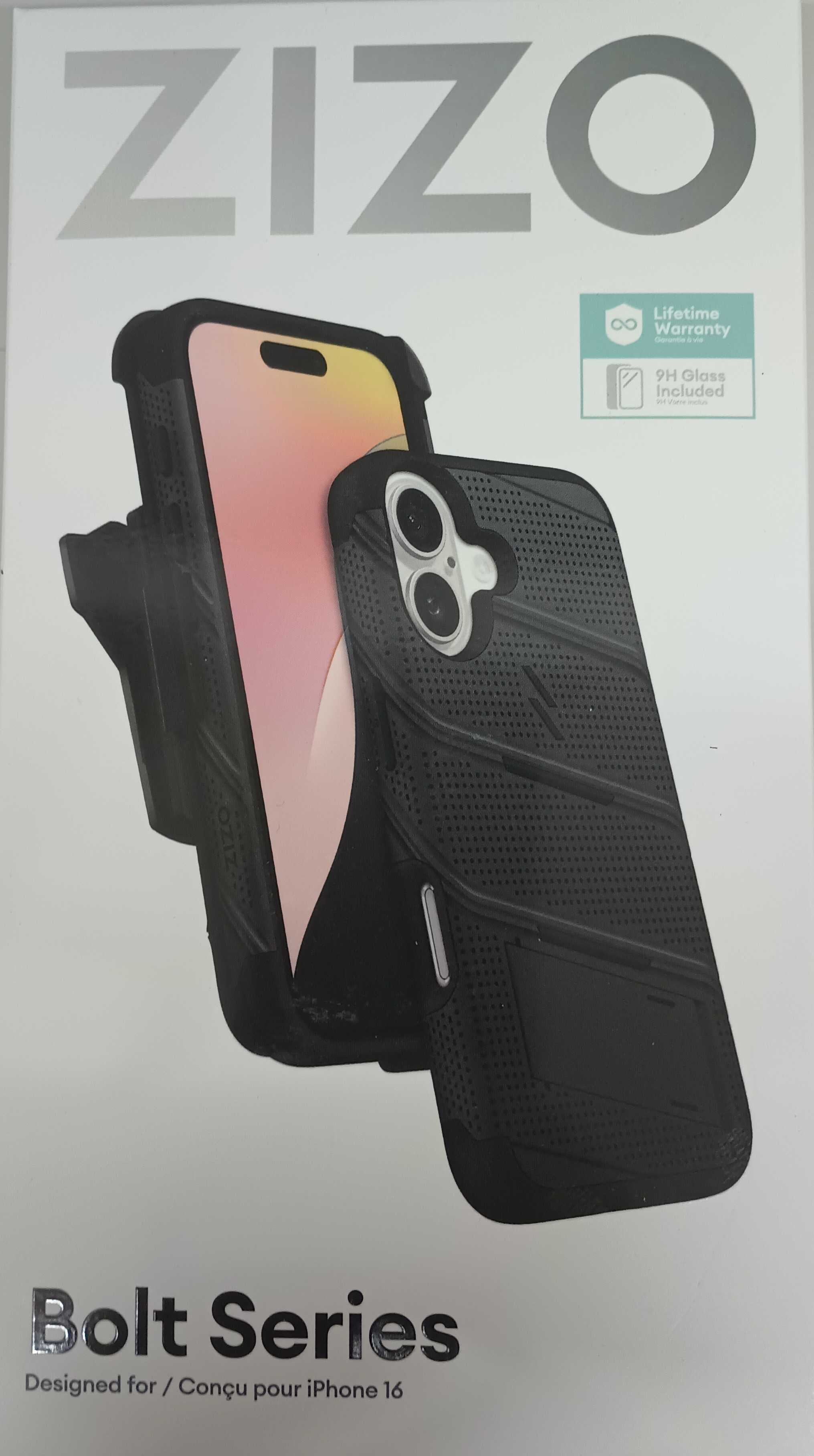 ZIZO BOLT Bundle Case with Tempered Glass For iPhone 16 - Black