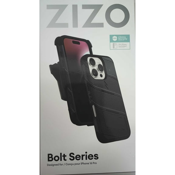ZIZO BOLT Bundle Case with Tempered Glass For iPhone 16 Pro - Black