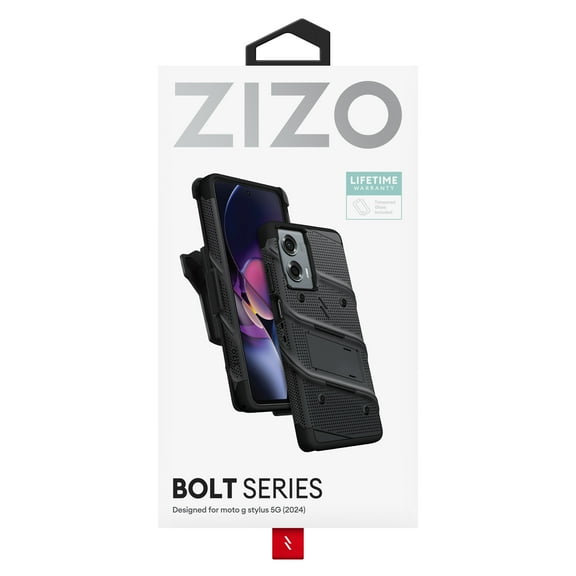 ZIZO BOLT Bundle Moto G Stylus 5G (2024) Case with Tempered Glass - Black