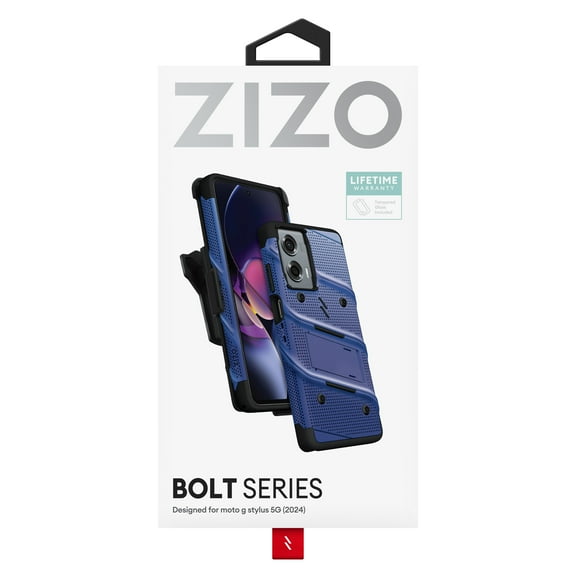 ZIZO BOLT Bundle Moto G Stylus 5G (2024) Case with Tempered Glass - Blue