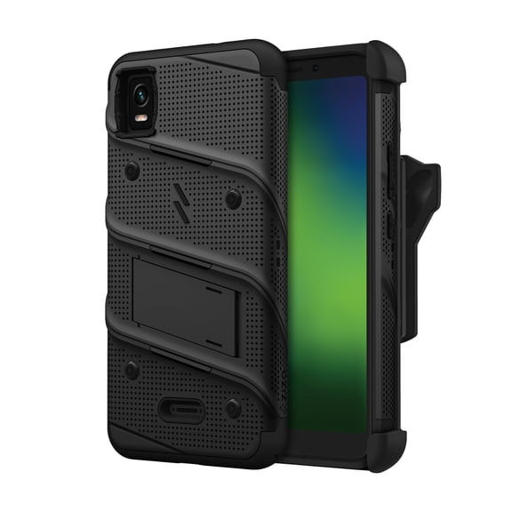 ZIZO BOLT Bundle for Cricket Vision Plus Case with Screen Protector Kickstand Holster Lanyard - Black