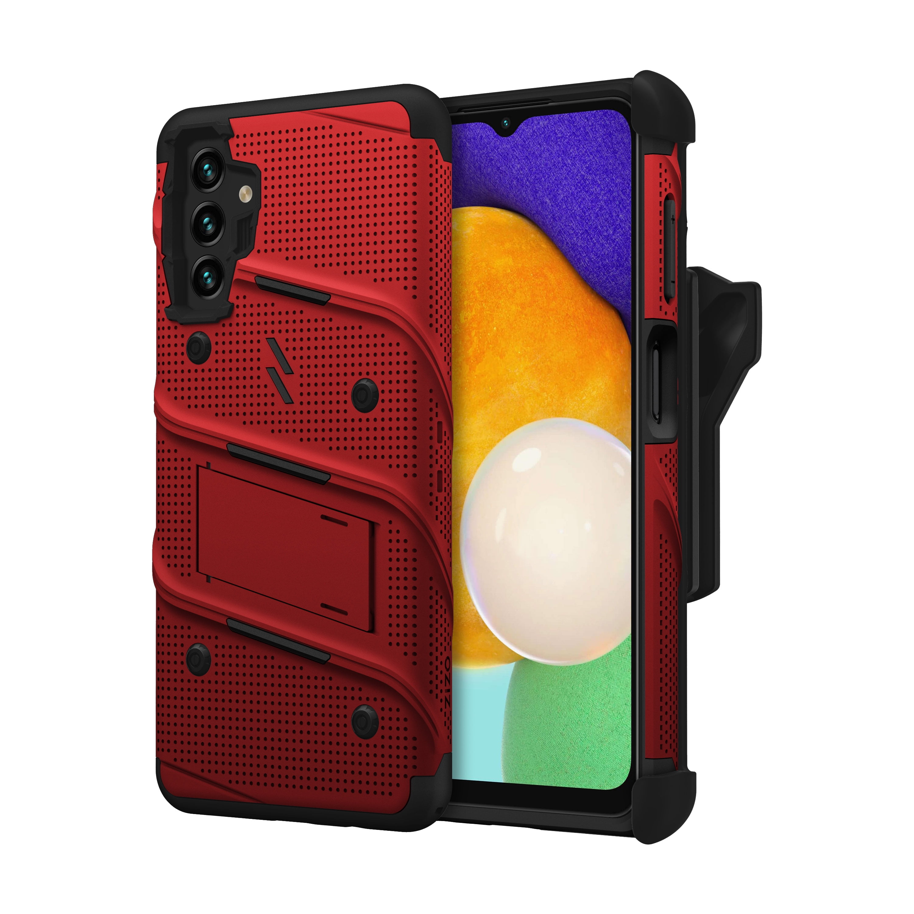ZIZO BOLT Bundle for Galaxy A13 5G Case with Screen Protector Kickstand Holster Lanyard - Red