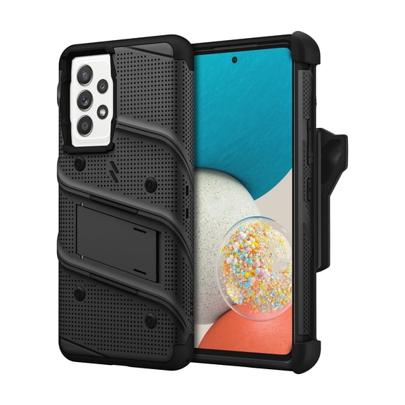 ZIZO BOLT Bundle for Galaxy A53 5G Case with Screen Protector Kickstand Holster Lanyard - Black