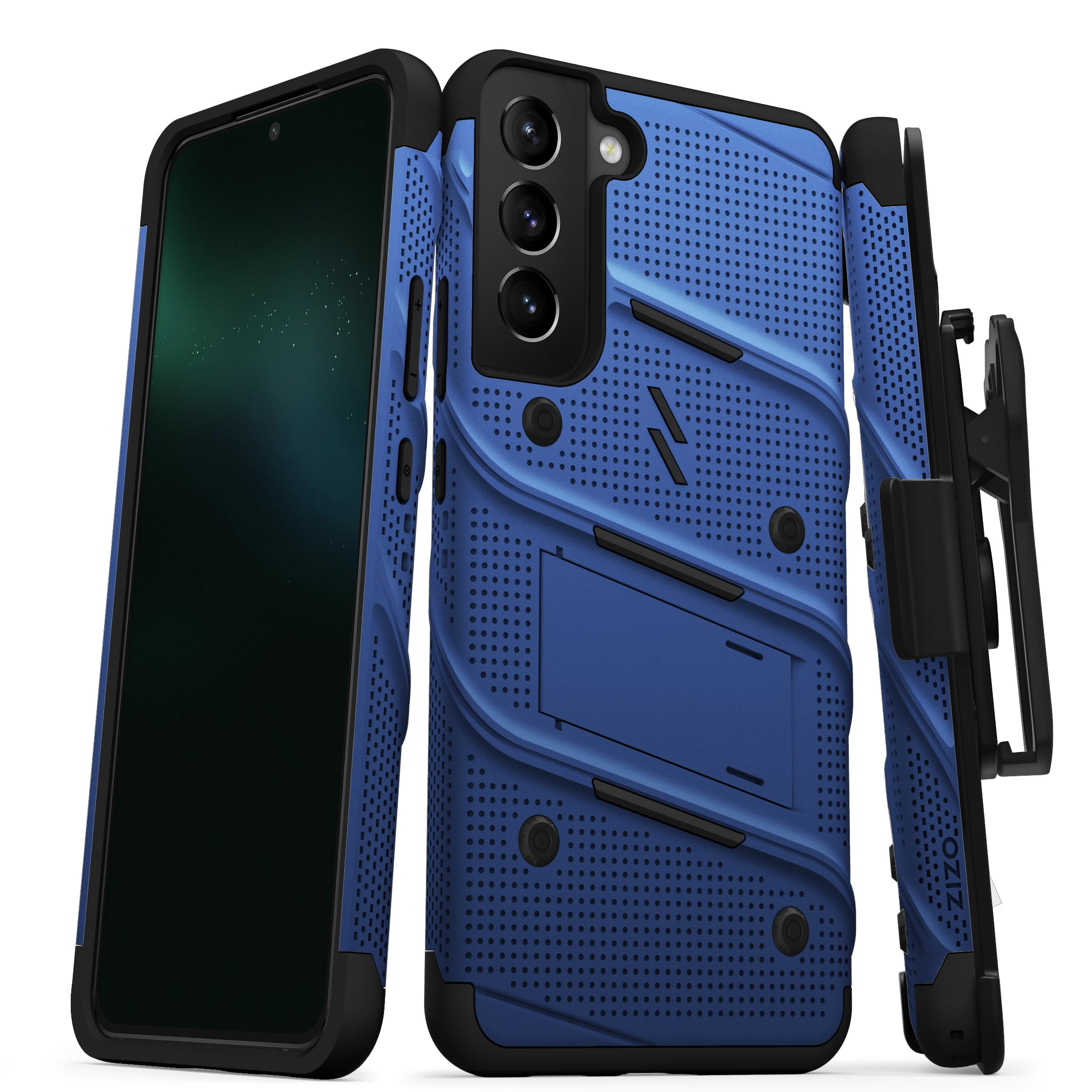 ZIZO BOLT Bundle for Galaxy S22 Plus Case with Screen Protector Kickstand Holster Lanyard - Blue