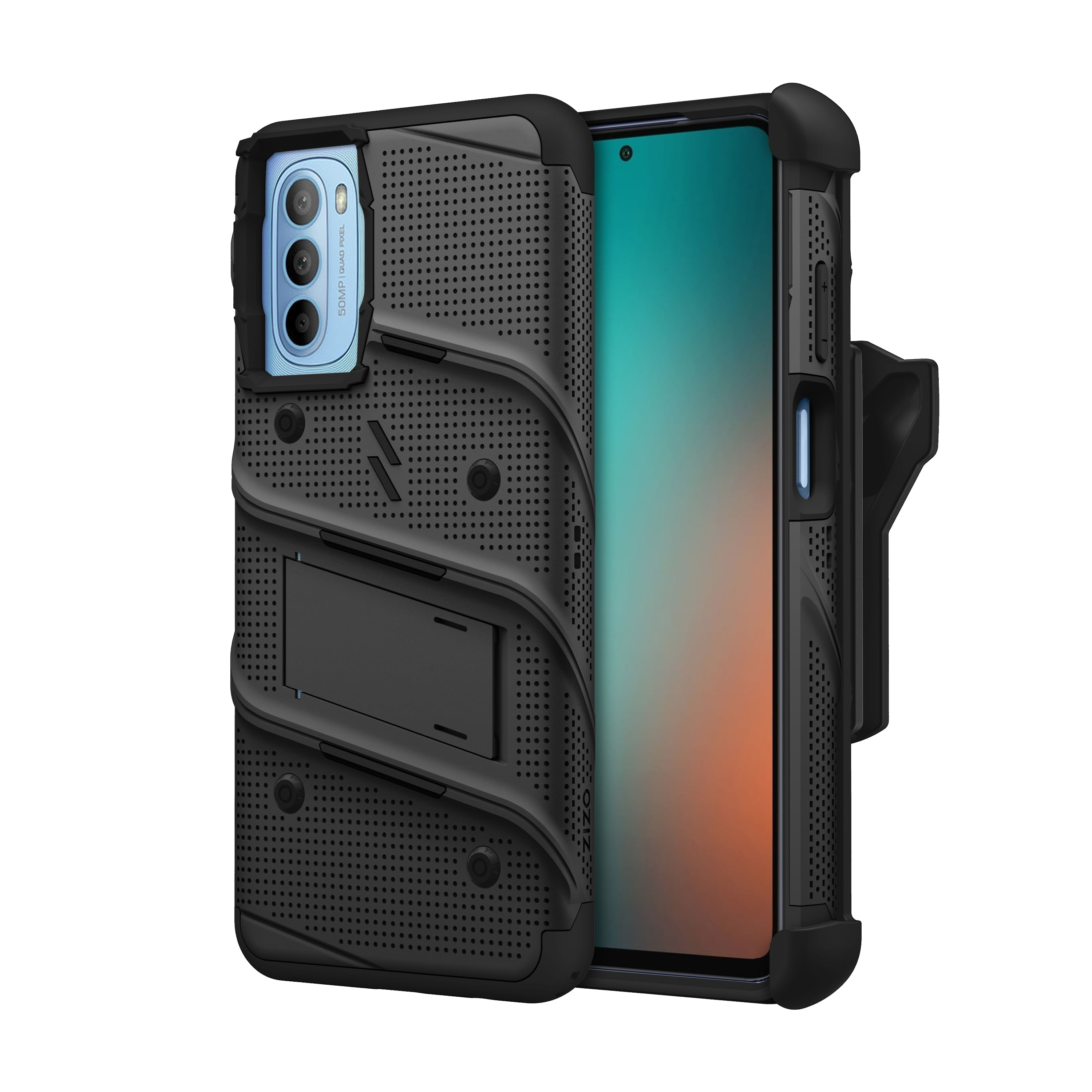 ZIZO BOLT Bundle for moto g 5G (2022) Case with Screen Protector Kickstand Holster Lanyard - Black