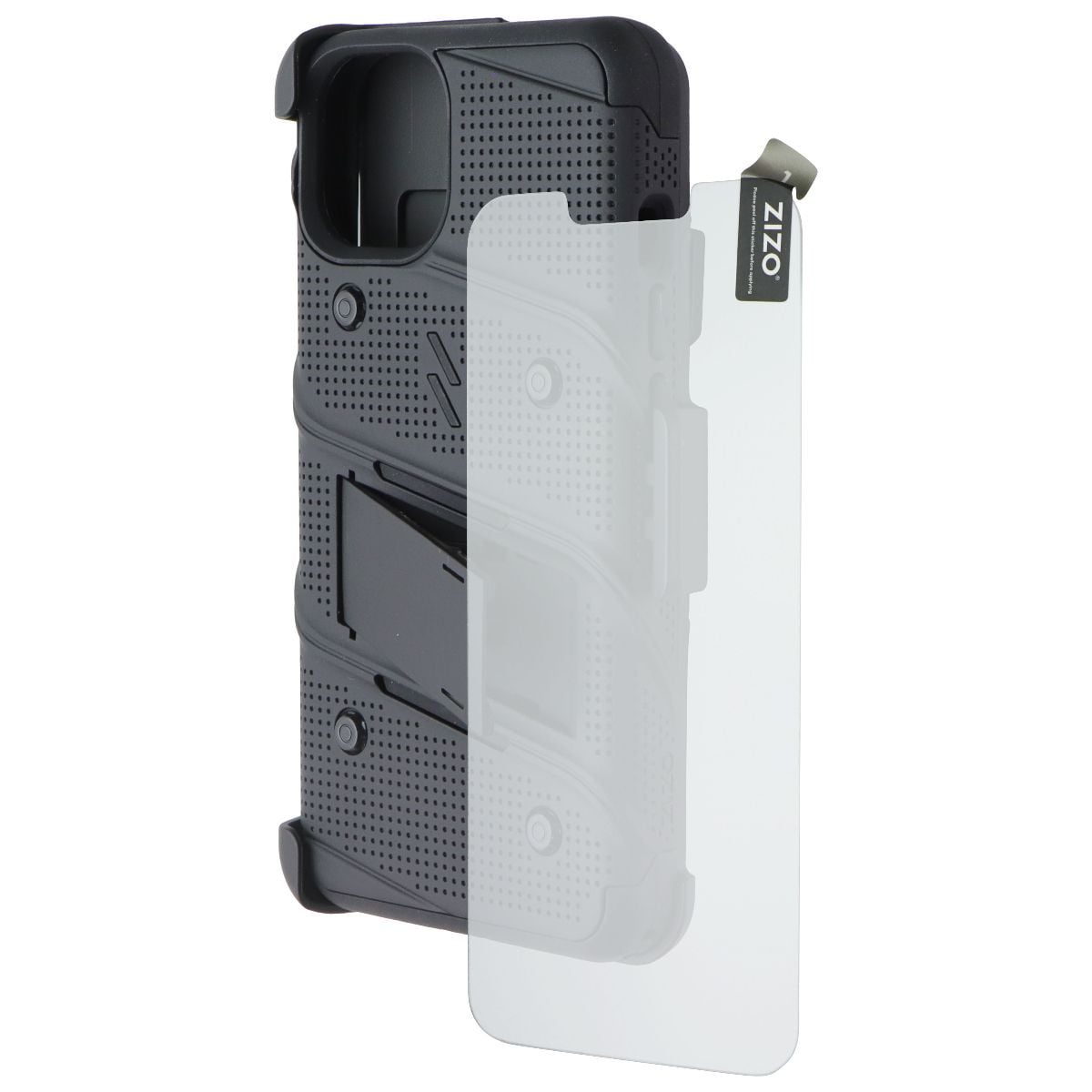 ZIZO Bolt Bundle with Case/Holster/Tempered Glass for Apple iPhone 13 - Black