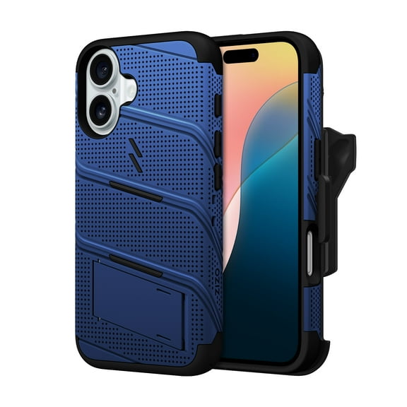 ZIZO BOLT Bundle iPhone 16 Case with Tempered Glass (MagSafe Compatible) - Blue