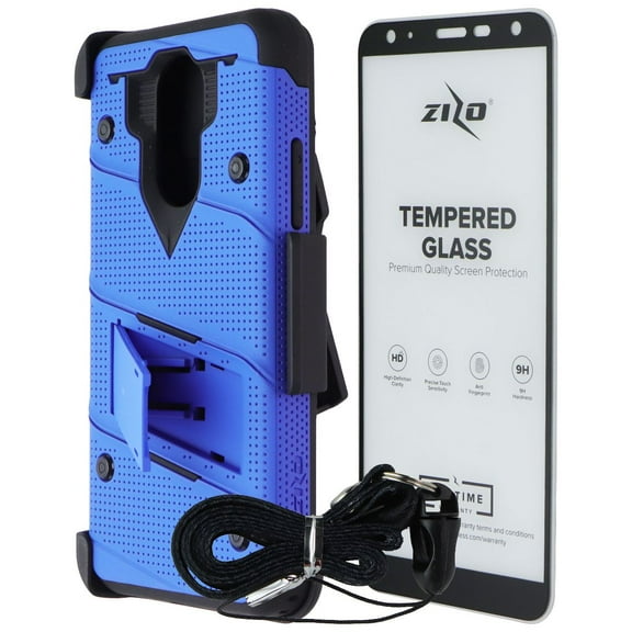 ZIZO BOLT Series LG K40 Case | Military-grade Drop Protection w/ kickstand bundle includes Belt Clip Holster LG Harmony 3 Blue