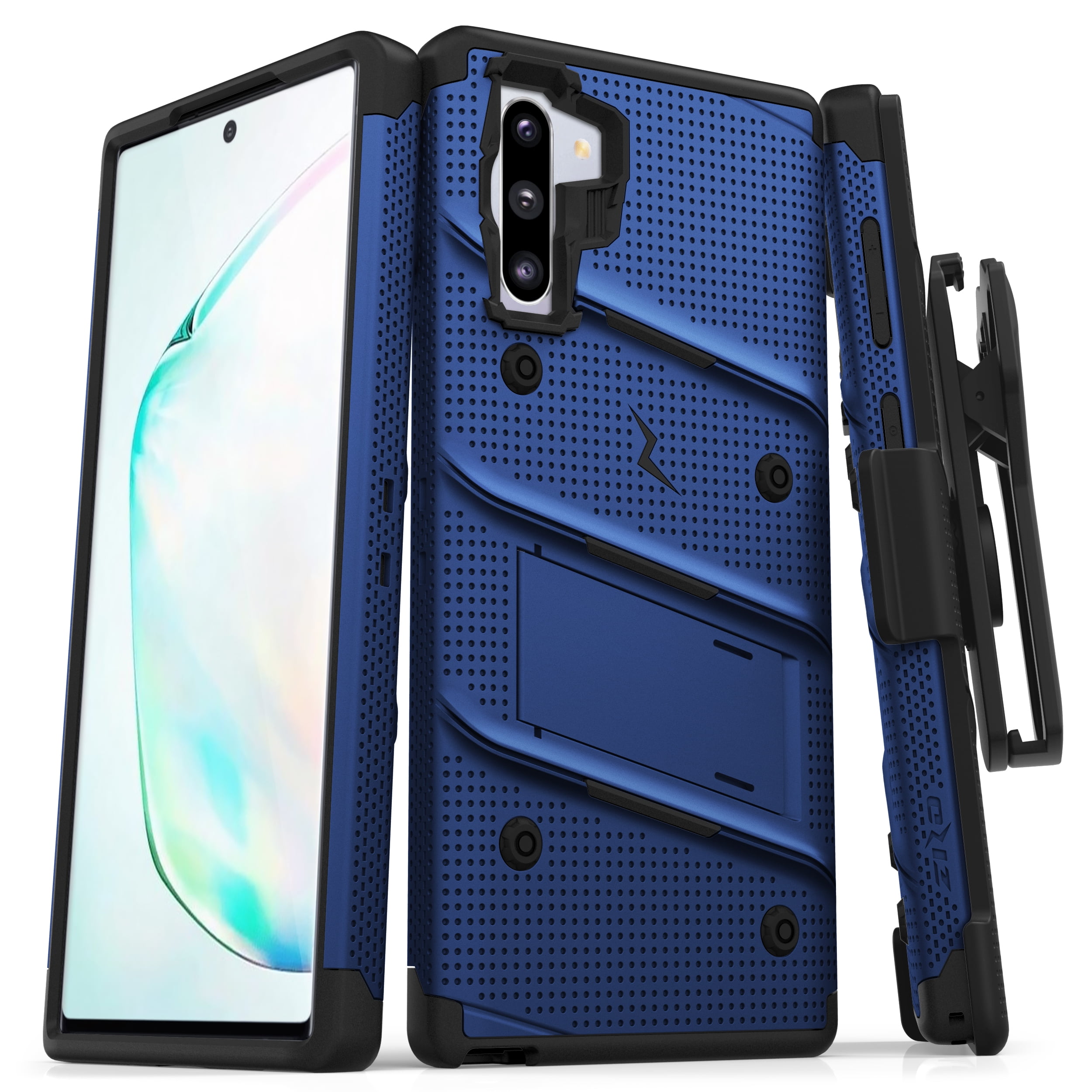 ZIZO BOLT Series for Samsung Galaxy Note 10 Case | Heavy-duty Military-grade Drop Protection w/ Kickstand Included Belt Clip Holster Lanyard (Blue/Black)