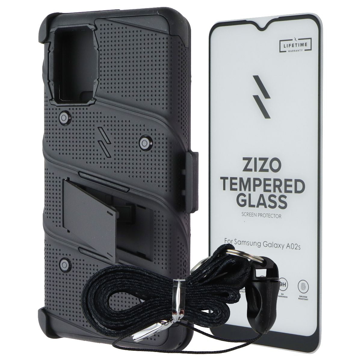 ZIZO Bolt Series Case / Holster / Glass for Samsung Galaxy A02s - Black