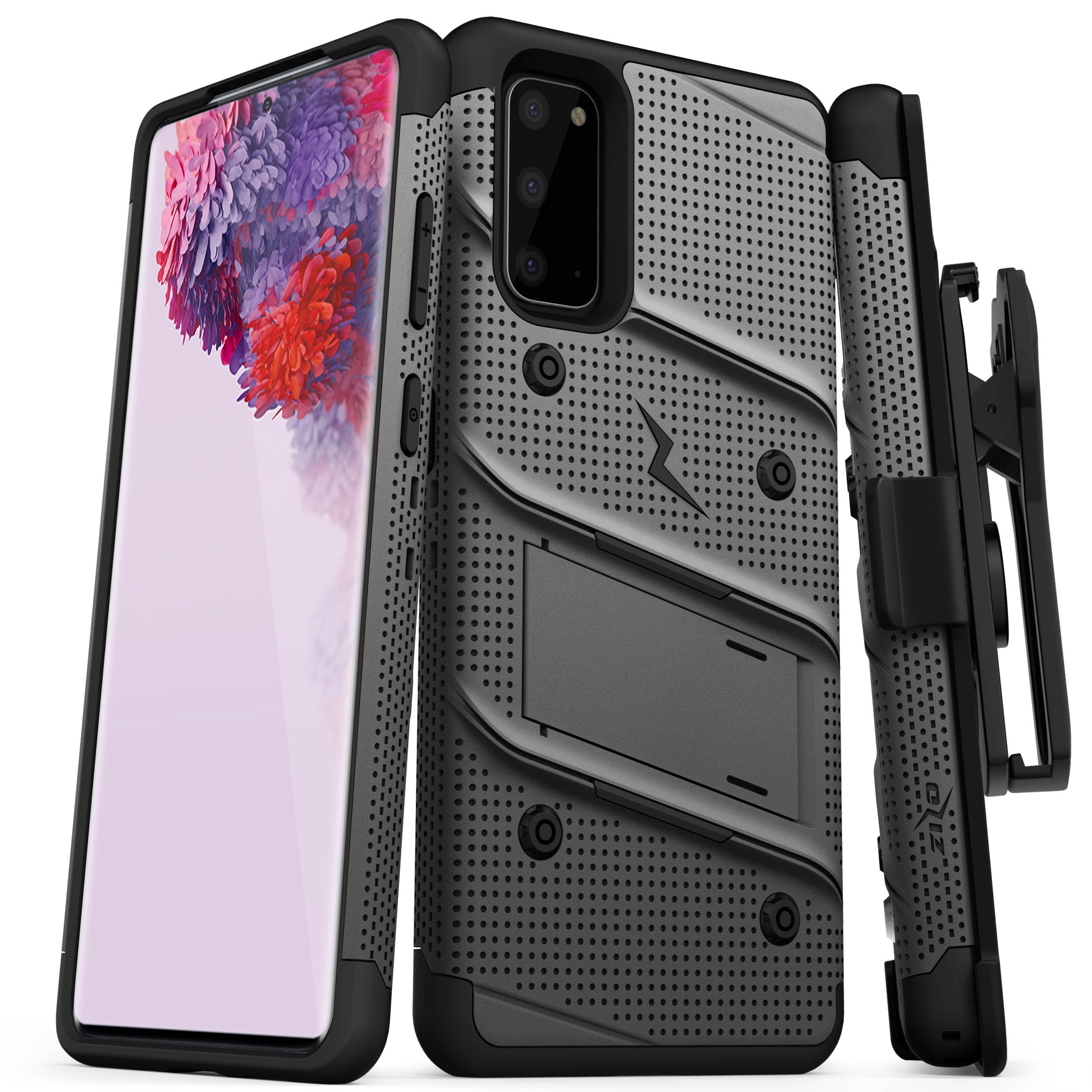 ZIZO BOLT Series for Galaxy S20 Case with Kickstand Holster Lanyard - Gun Metal Gray