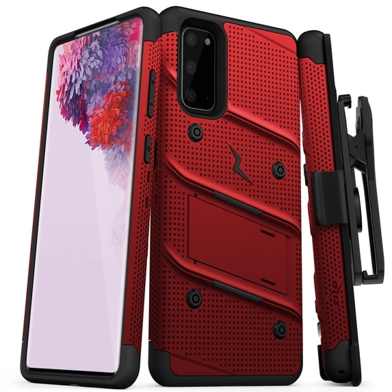 ZIZO BOLT Series for Galaxy S20 Case with Kickstand Holster Lanyard - Red